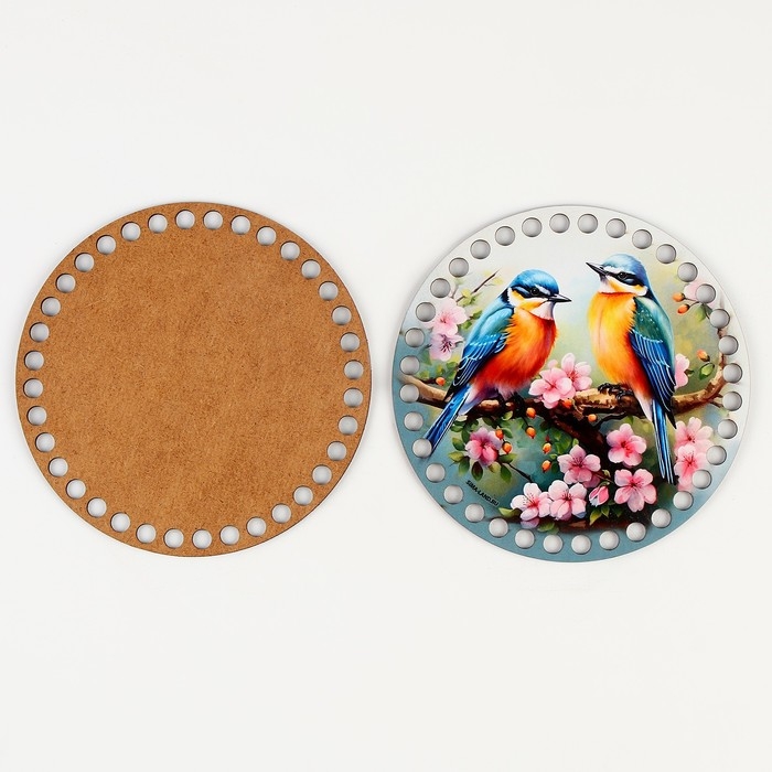 Донышки для вязания 2 в 1 &laquo;Птички на яблоне&raquo;, круг 15 см, хдф 3 мм