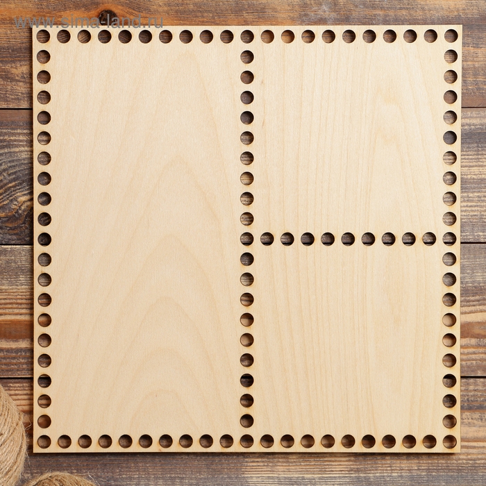 Заготовка для вязания "Квадрат, перфорация", донышко фанера 3 мм, 30&times;30 см, d=9мм