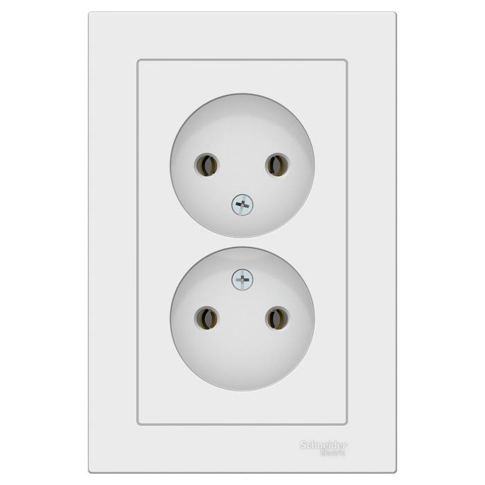 Розетка двойная SE ATLASDESIGN, 16 А, 250 В, встраиваемая, без з/к, IP20, белая, ATN000120 Розетка двойная SE ATLASDESIGN, 16 А, 250 В, встраиваемая, без з/к, IP20, белая, ATN000120