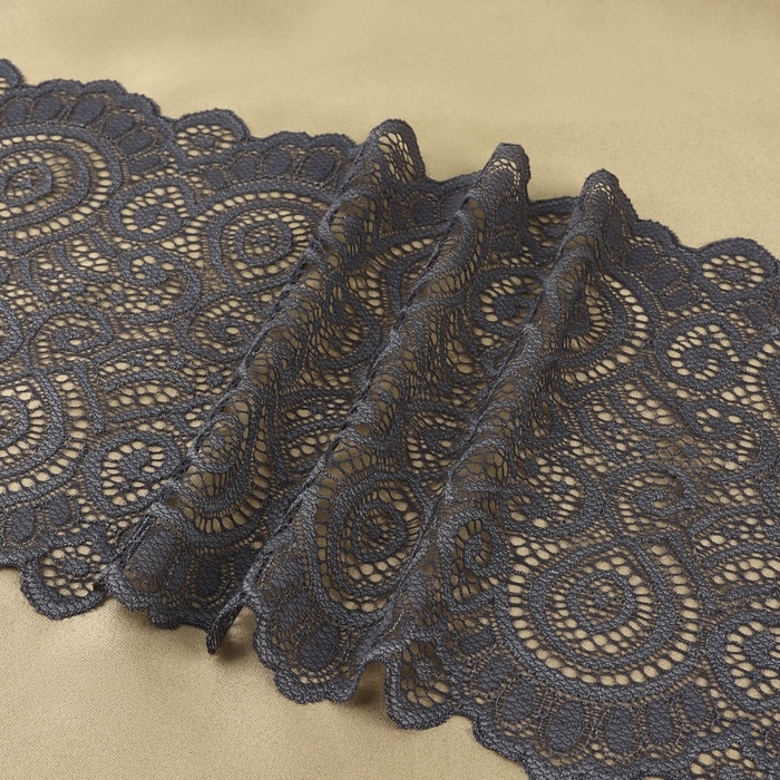Кружевная эластичная ткань, 180 мм × 2,7 ± 0,5 м, цвет графитовый Кружевная эластичная ткань, 180 мм × 2,7 ± 0,5 м, цвет графитовый