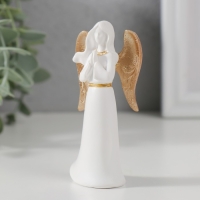 Сувенир полистоун "Ангел-дева в молитве" белый с золотом 8,5х4,2х2,5 см