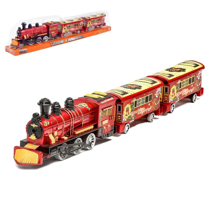 Паровоз инерционный &laquo;Классический&raquo; с вагонами, цвета МИКС