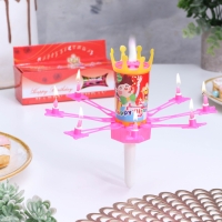 Свеча для торта музыкальная "Цветок", розовая, 15&times;5 см