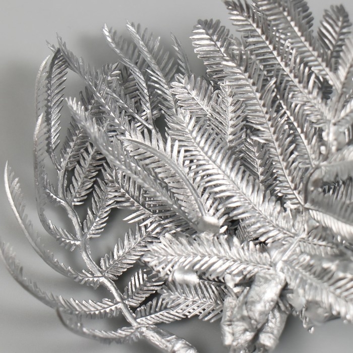 Искусственное растение для творчества "Папоротник" 1 букет = 6 веточек серебро 13,5 см