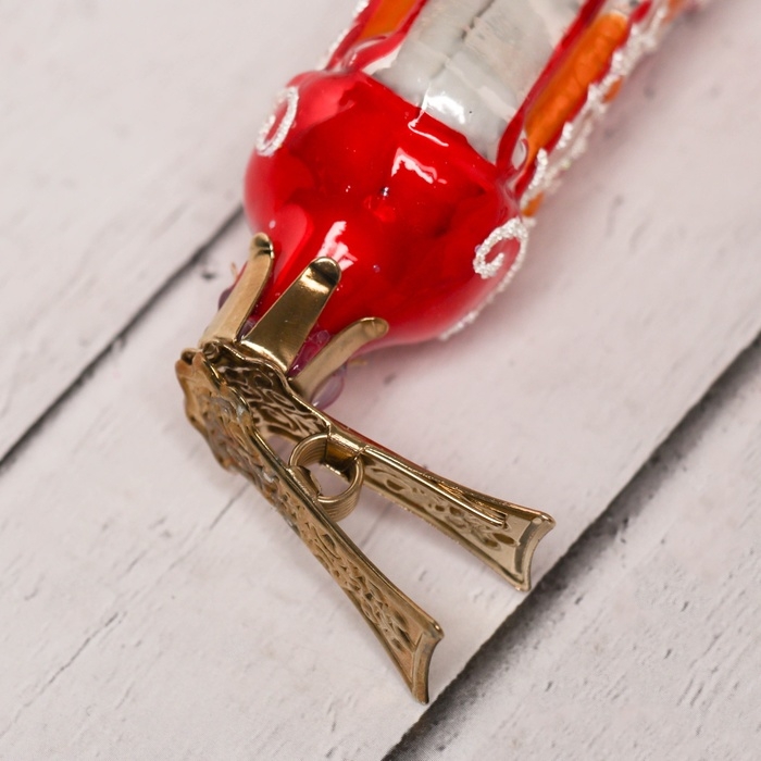 Ёлочное украшение "Часы на прищепке" красный, в подарочной упаковке