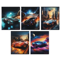 Тетрадь 48 листов в клетку на скрепке "Космические тачки", обложка мелованный картон, твин-лак, УФ-лак, блок офсет, МИКС Тетрадь 48 листов в клетку на скрепке "Космические тачки", обложка мелованный картон, твин-лак, УФ-лак, блок офсет, МИКС