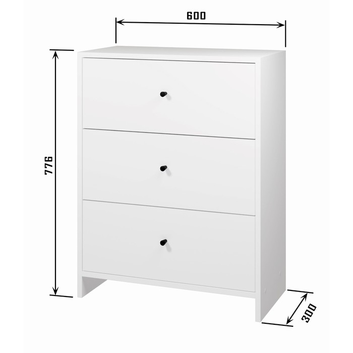 Комод 3Я-600, 600х300х776, Квадро/Белый Комод 3Я-600, 600х300х776, Квадро/Белый