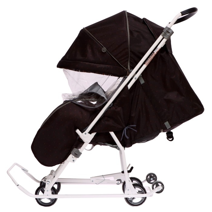 Санки-коляска &laquo;Наши детки 3-1К&raquo;, принт: в горошек шоколадный