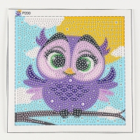 Алмазная мозаика для детей на раме с полным заполнением разнымии стразами &laquo;Совушка&raquo;, 15 х 15 см
