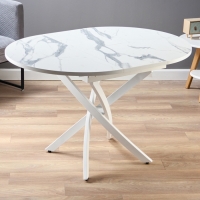 Стол обеденный на одной ножке раздвиж Норд, 90(122)х90х79, ЛДСП 22мм/Пластик,Мрамор Белый