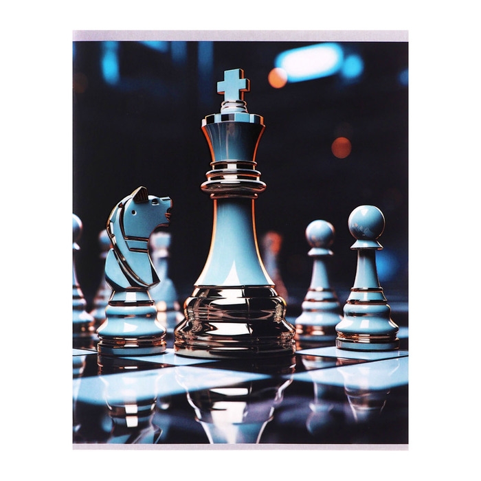 Комплект тетрадей из 4 штук, 96 листов в клетку Calligrata Комплект тетрадей из 4 штук, 96 листов в клетку Calligrata "Шахматы", обложка мелованный картон, матовая ламинация + выборочный УФ-лак, блок офсет