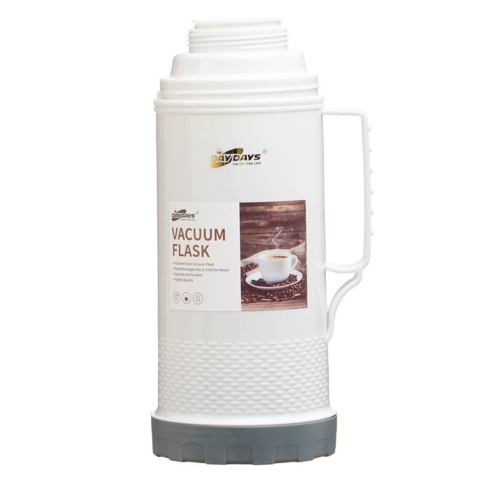 Термос 1 л, со стеклянной колбой, сохраняет тепло 12 ч, с кружкой, серый Термос 1 л, со стеклянной колбой, сохраняет тепло 12 ч, с кружкой, серый