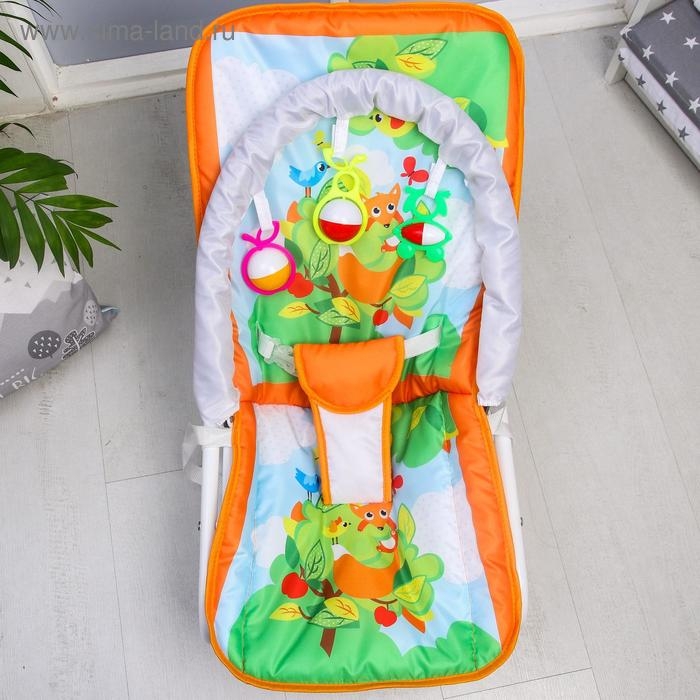 Шезлонг-качалка для новорождённых &laquo;Лесная сказка&raquo;, игровая дуга, съёмные игрушки МИКС