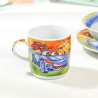 Набор детской посуды из керамики Доляна «Гонки», 3 предмета: кружка 230 мл, миска 400 мл, тарелка d=18 см Набор детской посуды из керамики Доляна «Гонки», 3 предмета: кружка 230 мл, миска 400 мл, тарелка d=18 см