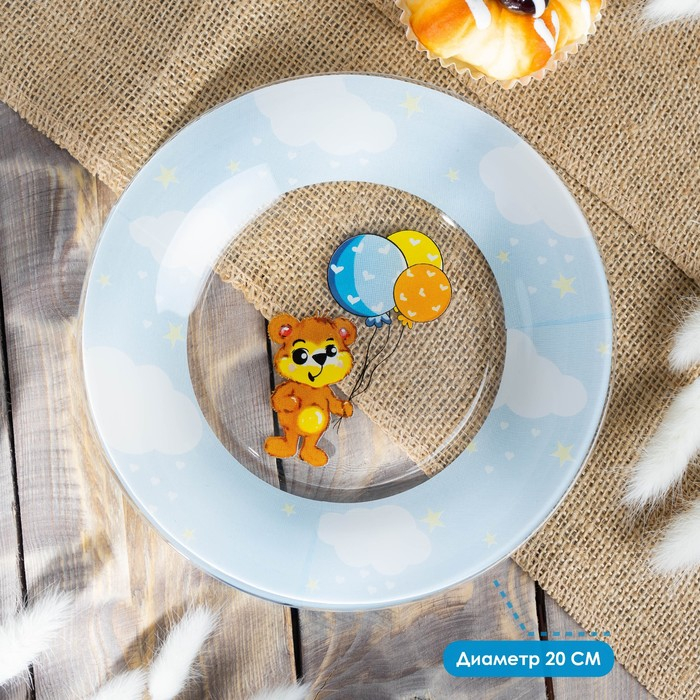 Набор детской посуды Доляна &laquo;Мишутка&raquo;, 3 предмета: кружка 200 мл, миска 450 мл, тарелка d=20 см