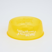 Миска пластиковая &laquo;Обещай кормить меня вечно&raquo;, 300 мл, желтый