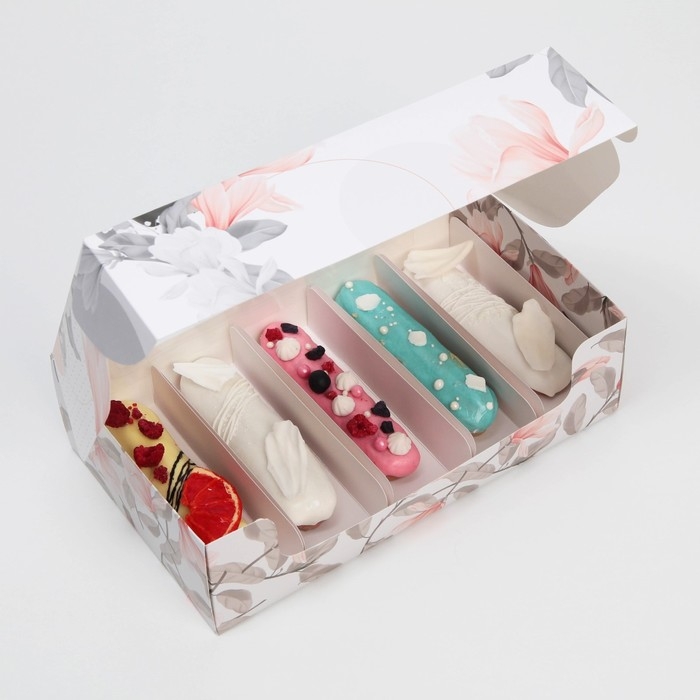 Коробка для эклеров, кондитерская упаковка, 5 вкладышей, Present, 25.2 х 15 х 7 см Коробка для эклеров, кондитерская упаковка, 5 вкладышей, Present, 25.2 х 15 х 7 см