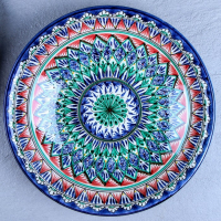 Ляган Риштанская Керамика "Узоры", 33 см, синий микс, глубокий Ляган Риштанская Керамика "Узоры", 33 см, синий микс, глубокий