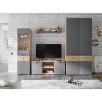 Полка Дублин 1000х196х196 гикори рокфорд/графит серый