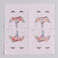 Салфетки бумажные &laquo;Твой единорожка&raquo;, 25 &times; 25, набор 20 шт.