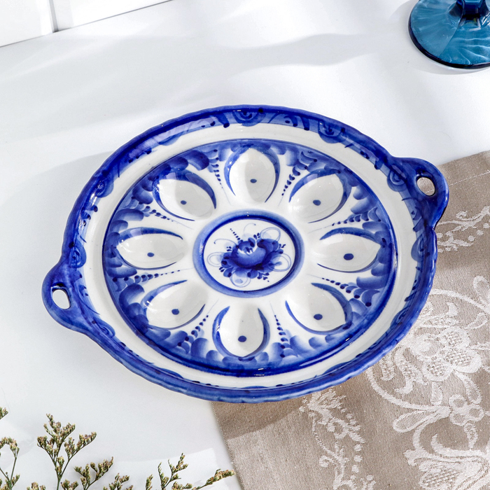 Подставка для яиц "Куличница", гжель, фарфор, 25х11 см