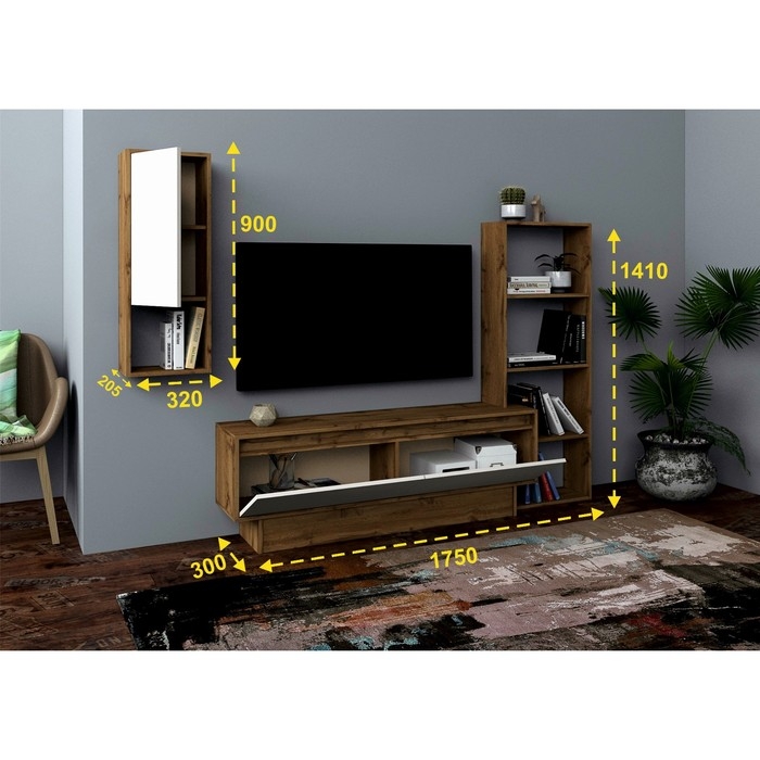 Гостиная "Сенатор-1", 1750 х 300 х 1410, дуб вотан / белый