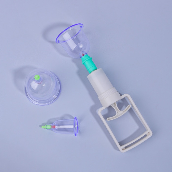 Набор вакуумных банок для массажа, 12 шт, цвет синий/прозрачный Набор вакуумных банок для массажа, 12 шт, цвет синий/прозрачный