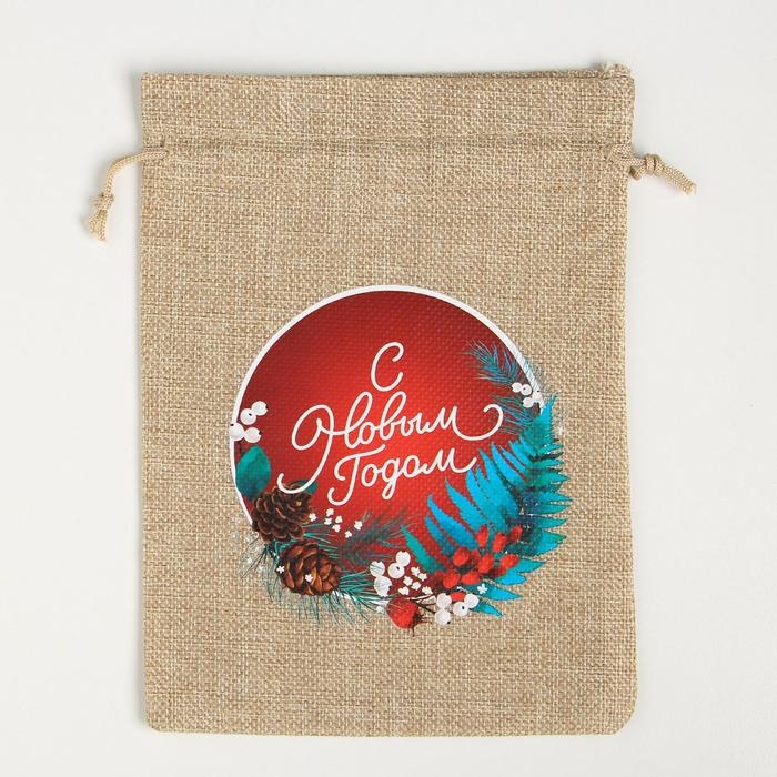 Мешок с термонаклейкой «С Новым годом», 16 х 24 см +/- 1.5 см, Новый год Мешок с термонаклейкой «С Новым годом», 16 х 24 см +/- 1.5 см, Новый год