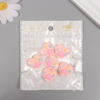 Декор для творчества пластик "Лапка в сердечке" набор 6 ш 2х2,5х0,8 см