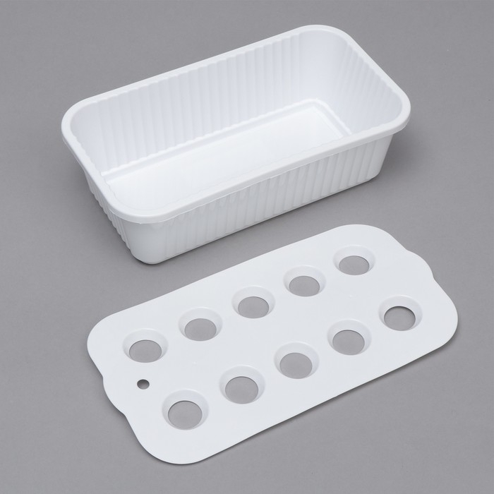 Ящик для выращивания зелёного лука, 29 × 16 × 8,5 см, 2,5 л, 10 лунок, пластик, белый, Greengo Ящик для выращивания зелёного лука, 29 × 16 × 8,5 см, 2,5 л, 10 лунок, пластик, белый, Greengo