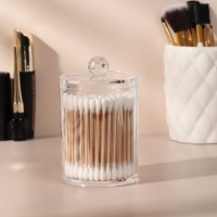 Органайзер для ватных палочек, с крышкой, 7 &times; 11,5 см, в картонной коробке, цвет прозрачный