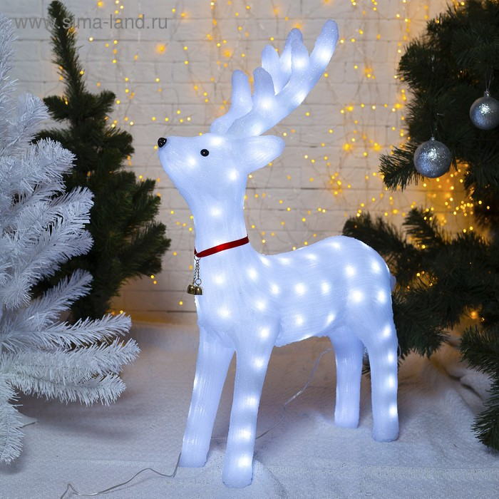Светодиодная фигура &laquo;Олень матовый&raquo; 52 &times; 80 &times; 21 см, акрил, 80 LED, 8 режимов, 24 В, свечение белое