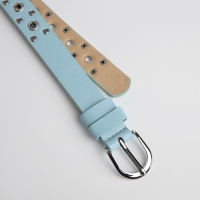 Ремень женский, ширина 2.3 см, люверсы, пряжка металл, цвет голубой Ремень женский, ширина 2.3 см, люверсы, пряжка металл, цвет голубой