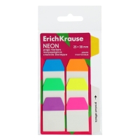 Закладки с клеевым краем пластиковые, 25х38 мм, ErichKrause, "Neon", 60 листов, 6 цветов
