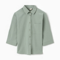 Костюм для девочки (рубашка и шорты) MINAKU, цвет оливковый, рост 122-128 см