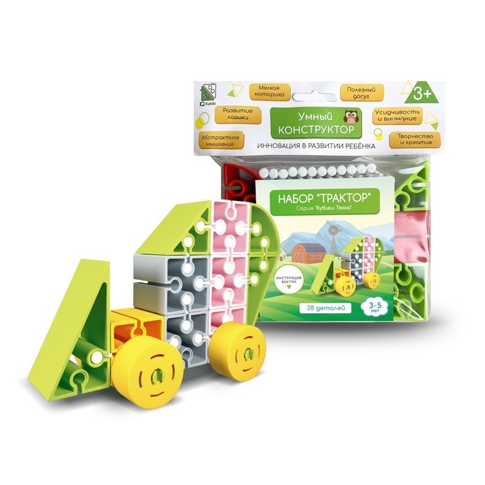 Конструктор Iq Kubiki &laquo;Трактор&raquo;, 28 деталей
