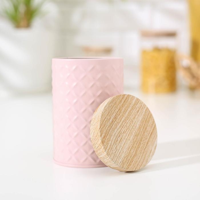 Банка для сыпучих продуктов &laquo;Сканди&raquo;, 430 мл, 11,5&times;7,3 см, цвет розовый