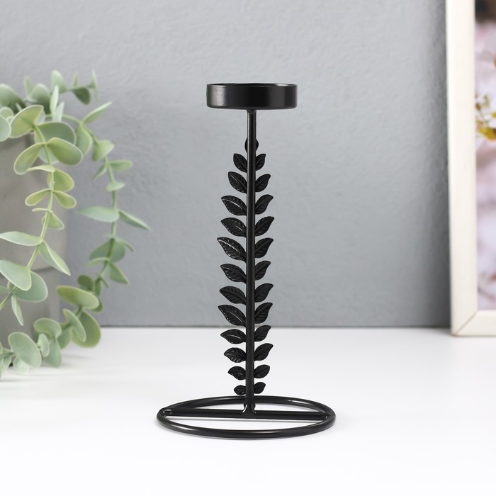 Подсвечник металл на 1 свечу Подсвечник металл на 1 свечу "Веточка с листьями" d=4 см 8х8х13,5 см