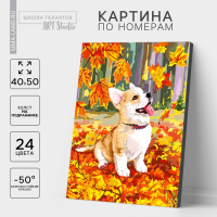 Картина по номерам на холсте с подрамником «Корги в осенней листве», 40 х 50 см Картина по номерам на холсте с подрамником «Корги в осенней листве», 40 х 50 см