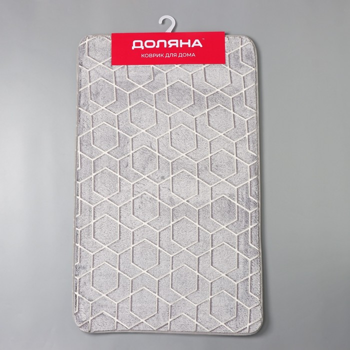 Коврик для ванной светящийся в темноте Доляна &laquo;Светящиеся фигуры&raquo;, 50&times;80 см, цвет серый