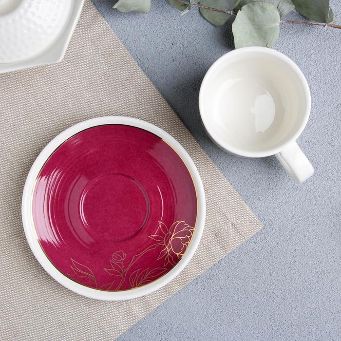 Кофейная пара из керамики &laquo;Милой бабушке&raquo;, 140 мл, цвет белый