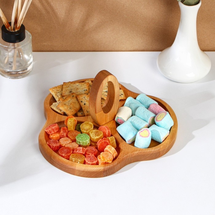 Менажница Adelica, 3 секции, с ручкой, 22×1,8 см, массив берёзы Менажница Adelica, 3 секции, с ручкой, 22×1,8 см, массив берёзы