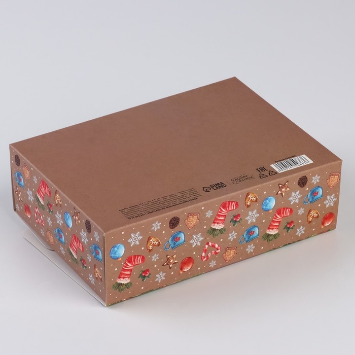 Коробка новогодняя складная «Новогодние радости» 16.5 х 12.5 х 5 см, Новый год Коробка новогодняя складная «Новогодние радости» 16.5 х 12.5 х 5 см, Новый год