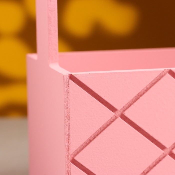 Кашпо деревянное "Эллада большая, сетка", с ручкой, 25&times;12,5&times;10(25) см Розовый Корал