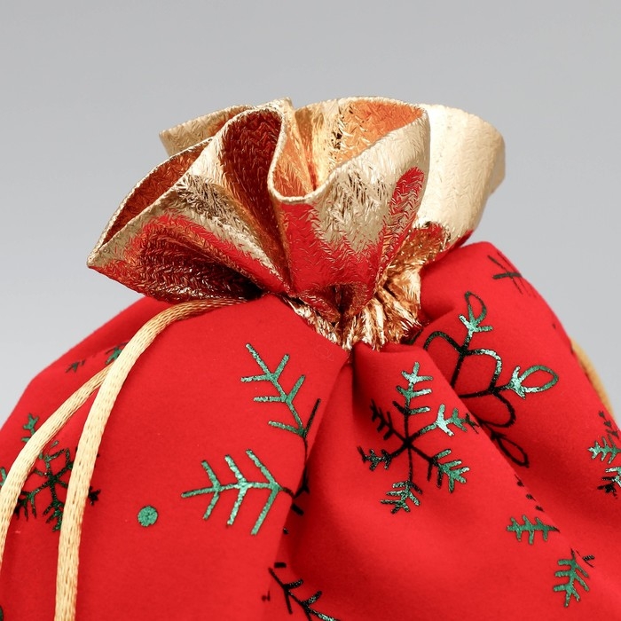 Мешочек подарочный замша &laquo;Тепла и Уюта&raquo;, снежинки, тиснение, 16 х 24 см +/- 1.5 см, Новый год