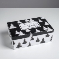 Набор подарочных коробок 5 в 1 «Черно-белый», 32,5 х 20 х 12,5 - 22 х 14 х 8,5 см, Новый год Набор подарочных коробок 5 в 1 «Черно-белый», 32,5 х 20 х 12,5 - 22 х 14 х 8,5 см, Новый год