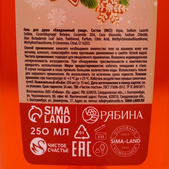 Подарочный набор ЧИСТОЕ СЧАСТЬЕ &laquo;Сказка&raquo;: гель для душа 250 мл и мочалка для душа, Новый Год