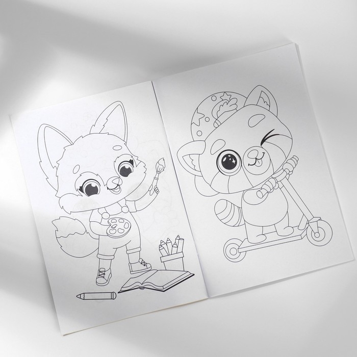 Подарочный набор блокнот-раскраска, трафарет, наклейки и восковые мелки &laquo;Котиков много не бывает&raquo;