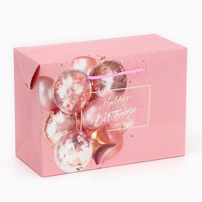 Пакет&mdash;коробка, подарочная упаковка, &laquo;Happy birthday&raquo;, 28 х 20 х 13 см