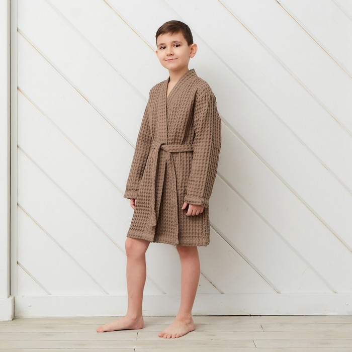 Халат вафельный детский Крошка Я Халат вафельный детский Крошка Я "Boho" размер 30 (98-104 см) цвет мокко, 100% хлопок 290 г/м2
